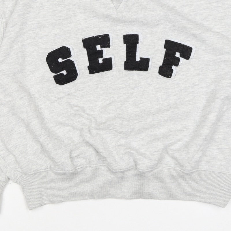 Self. Women’s Grey XS Logo Appliqué Crew Neck Pullover Sweatshirt