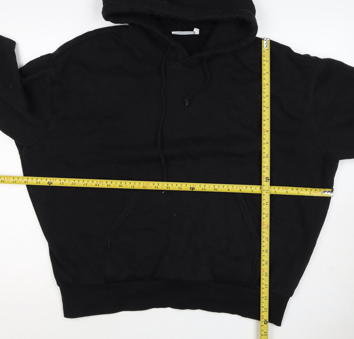 Weekday Women's Black Size S Pullover Hoodie Drawstring Kangaroo Pocket