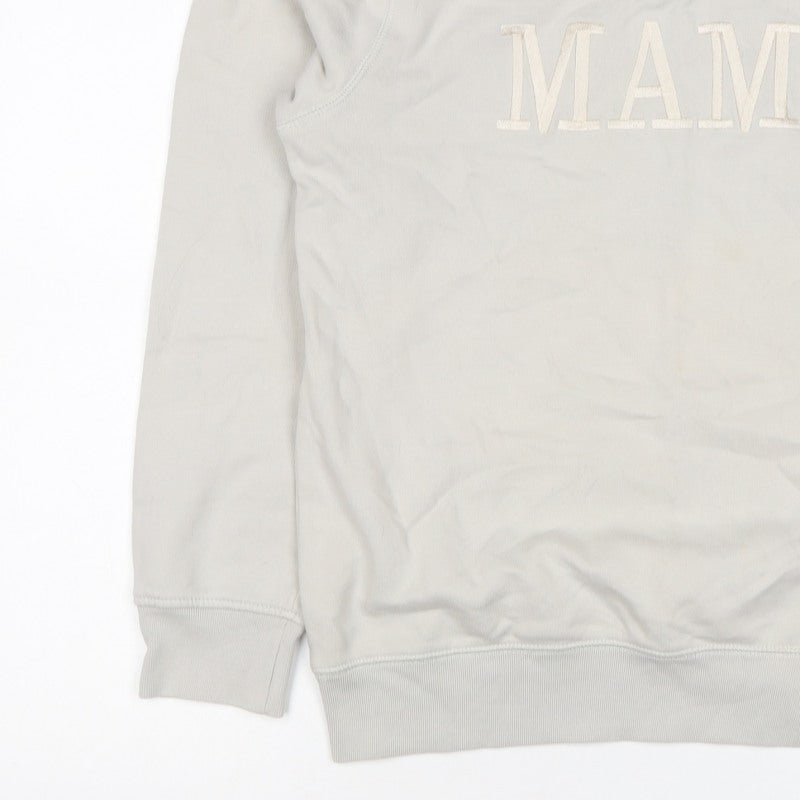 Rock On Ruby Women’s Beige MAMA Embroidered Crew Neck Sweatshirt M