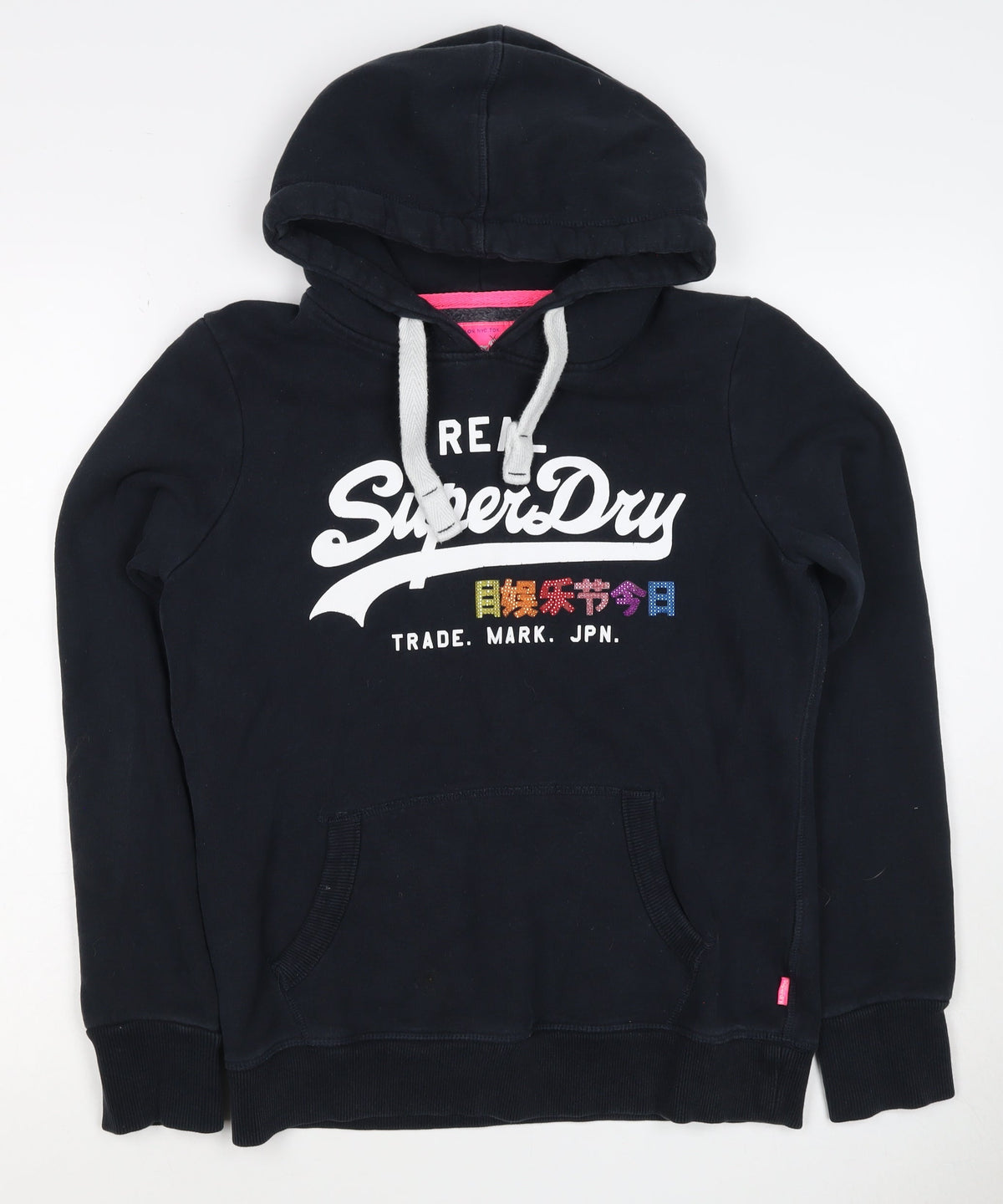 Superdry Women’s Black M Pullover Hoodie Rhinestone Logo Fleece