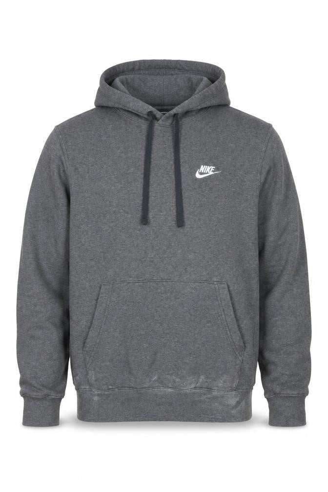 Nike Men’s Grey Small Pullover Hoodie Logo Fleece Drawstring