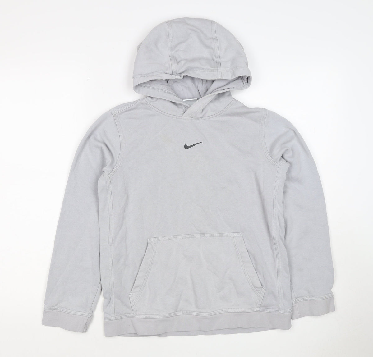 Nike Boys Grey 12-13 Years Pullover Hoodie Logo Pocket 20/21