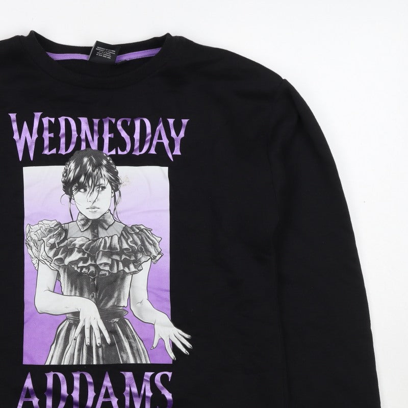 Wednesday Girls Black 13-14 Years Pullover Graphic Sweatshirt