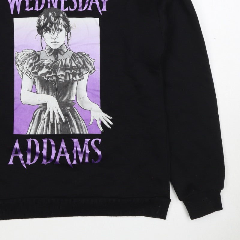 Wednesday Girls Black 13-14 Years Pullover Graphic Sweatshirt