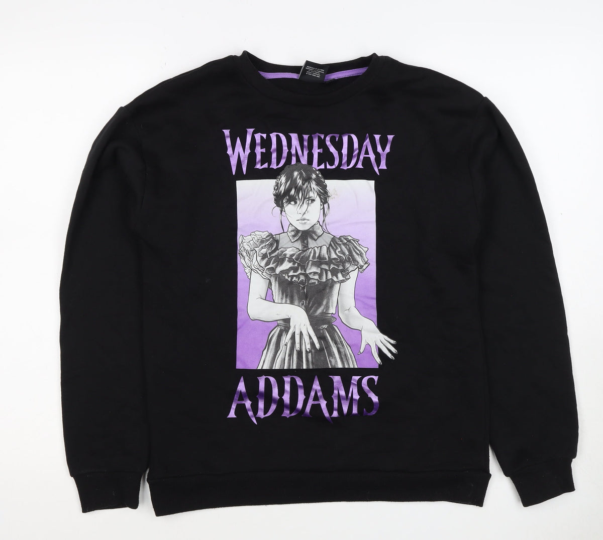 Wednesday Girls Black 13-14 Years Pullover Graphic Sweatshirt