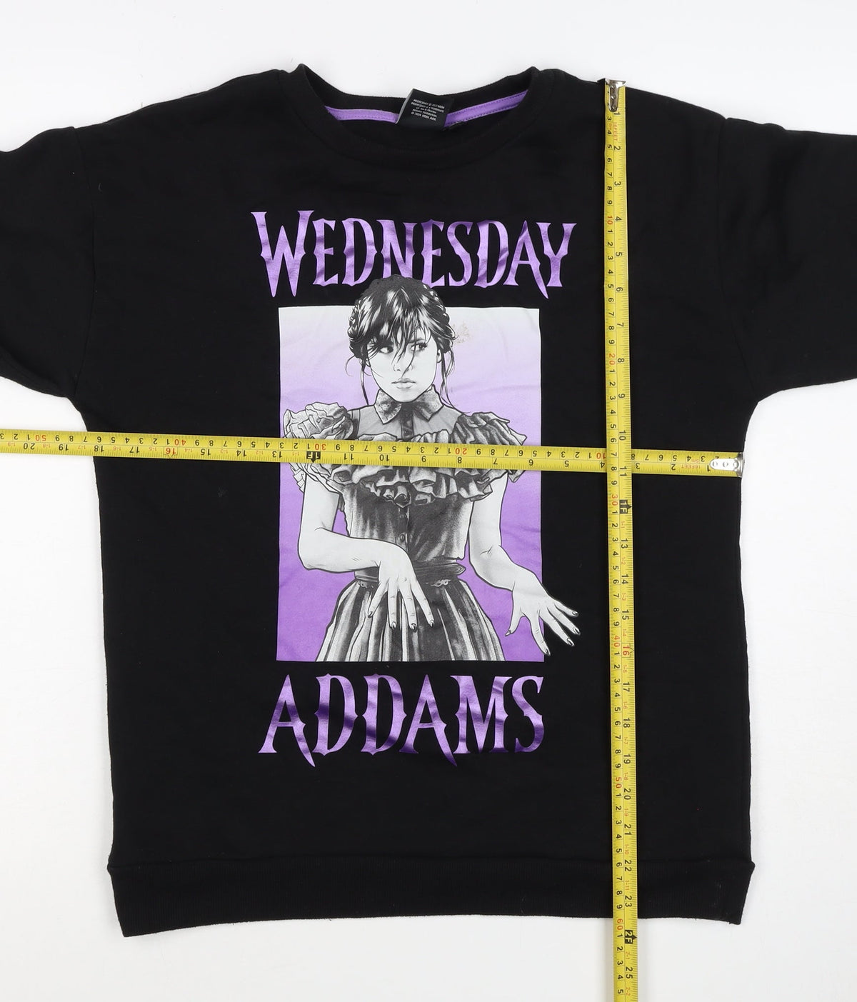 Wednesday Girls Black 13-14 Years Pullover Graphic Sweatshirt