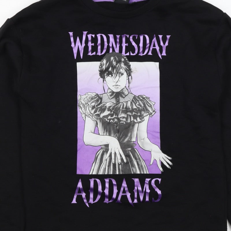 Wednesday Girls Black 13-14 Years Pullover Graphic Sweatshirt