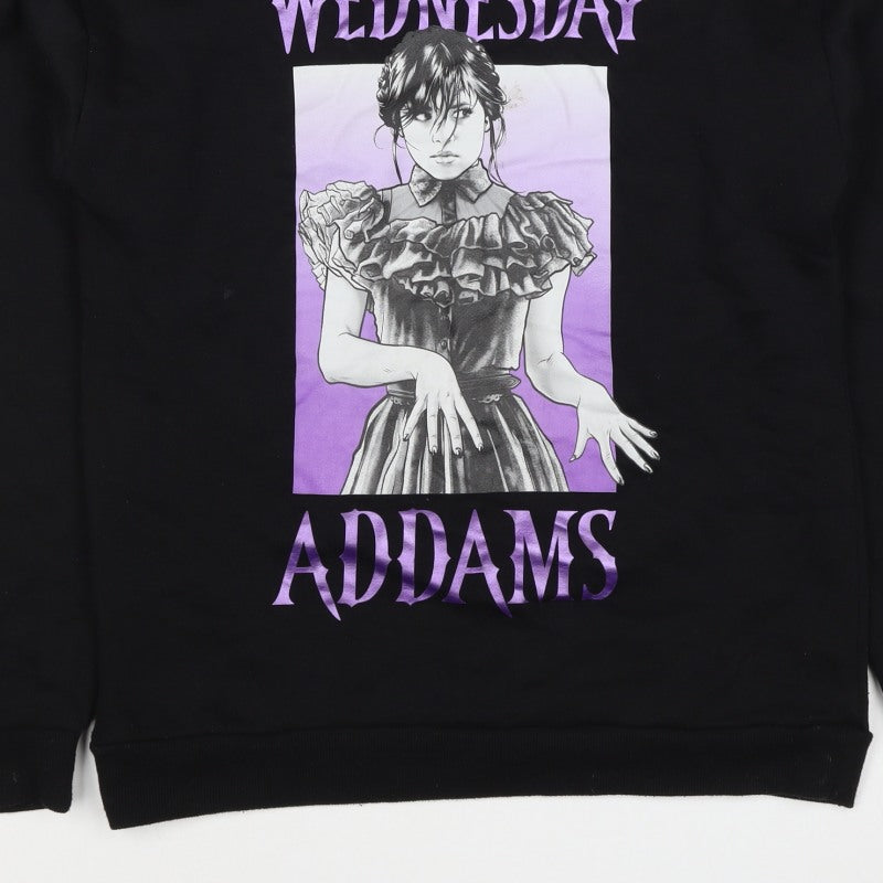 Wednesday Girls Black 13-14 Years Pullover Graphic Sweatshirt