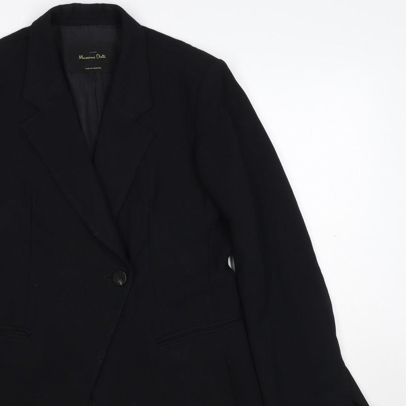 Massimo Dutti Women Black UK 6 Tailored Lined Single-Breasted Blazer