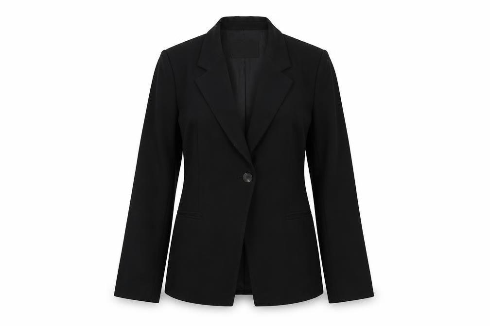 Massimo Dutti Women Black UK 6 Tailored Lined Single-Breasted Blazer