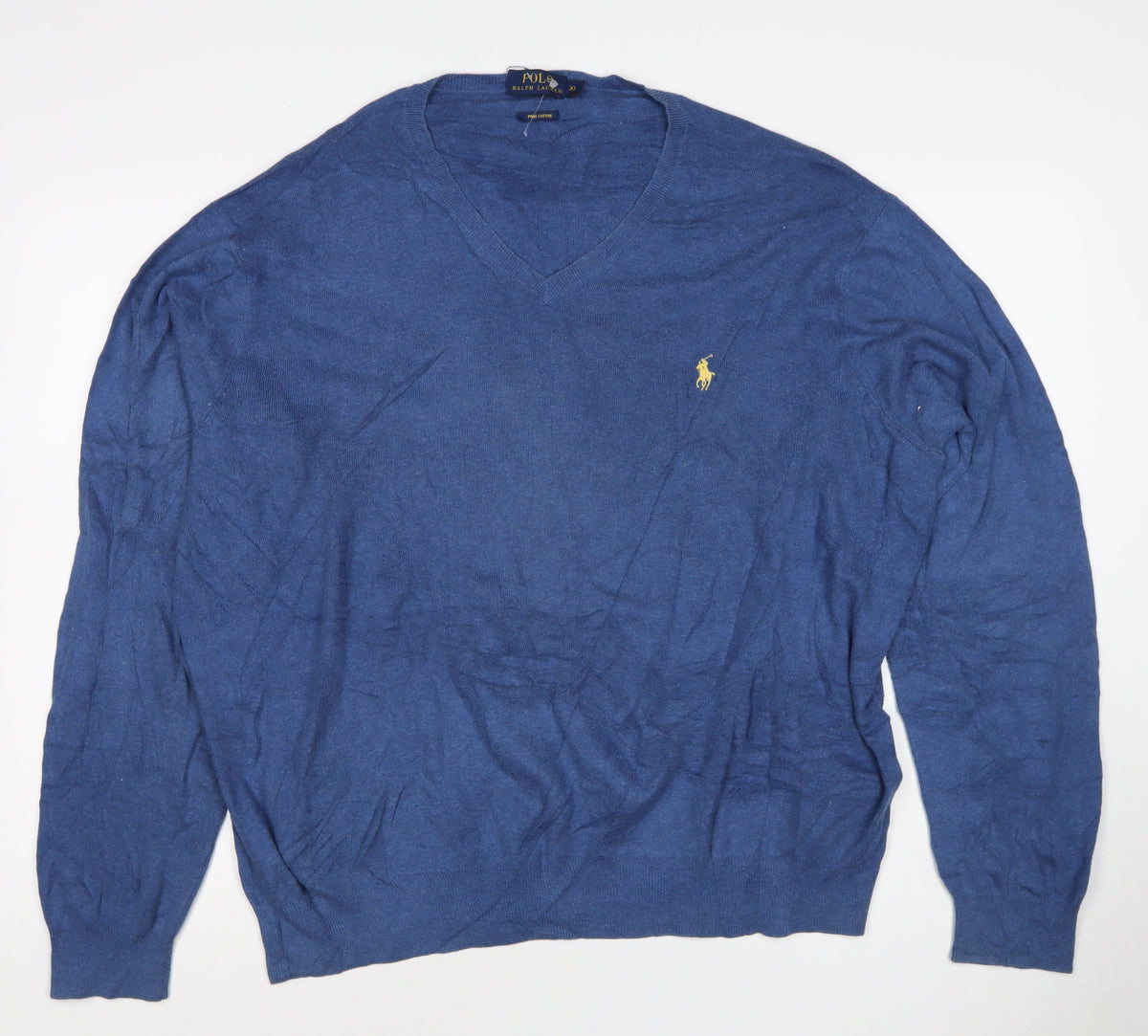 Polo Ralph Lauren Men’s Blue XL Pima Cotton V-Neck Pullover Jumper