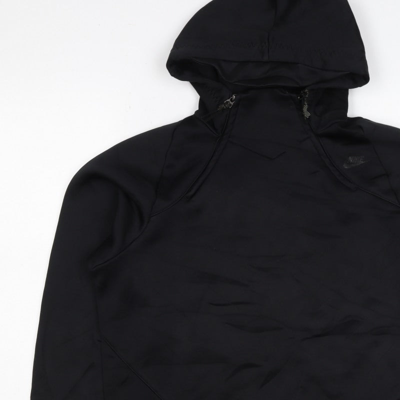 Nike Men’s Black S 1/4 Zip Hooded Pullover Hoodie Logo