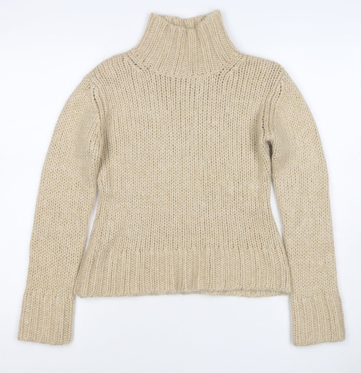 Marc Aurel Women Beige UK 6 Chunky Knit Roll Neck Pullover Jumper