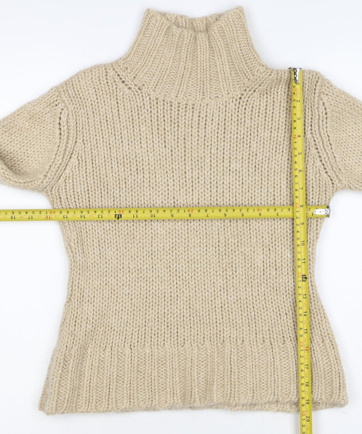 Marc Aurel Women Beige UK 6 Chunky Knit Roll Neck Pullover Jumper
