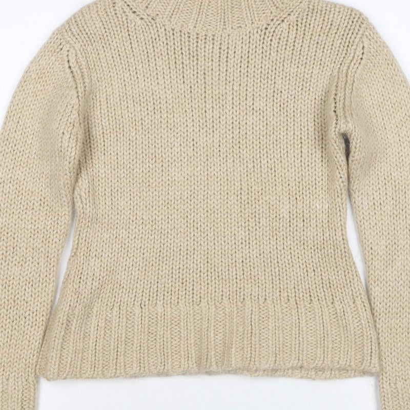 Marc Aurel Women Beige UK 6 Chunky Knit Roll Neck Pullover Jumper
