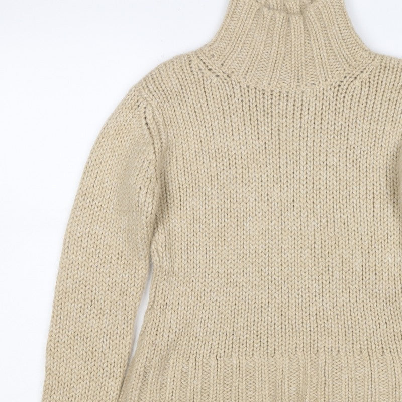 Marc Aurel Women Beige UK 6 Chunky Knit Roll Neck Pullover Jumper