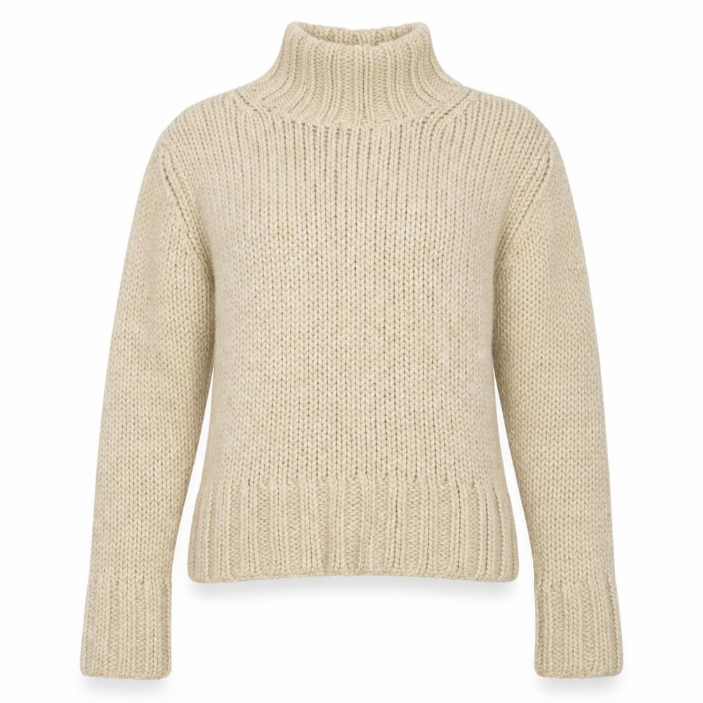 Marc Aurel Women Beige UK 6 Chunky Knit Roll Neck Pullover Jumper