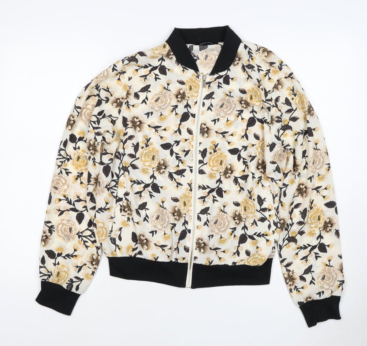 New Look Women’s UK 12 Multicoloured Floral Bomber Jacket Zip