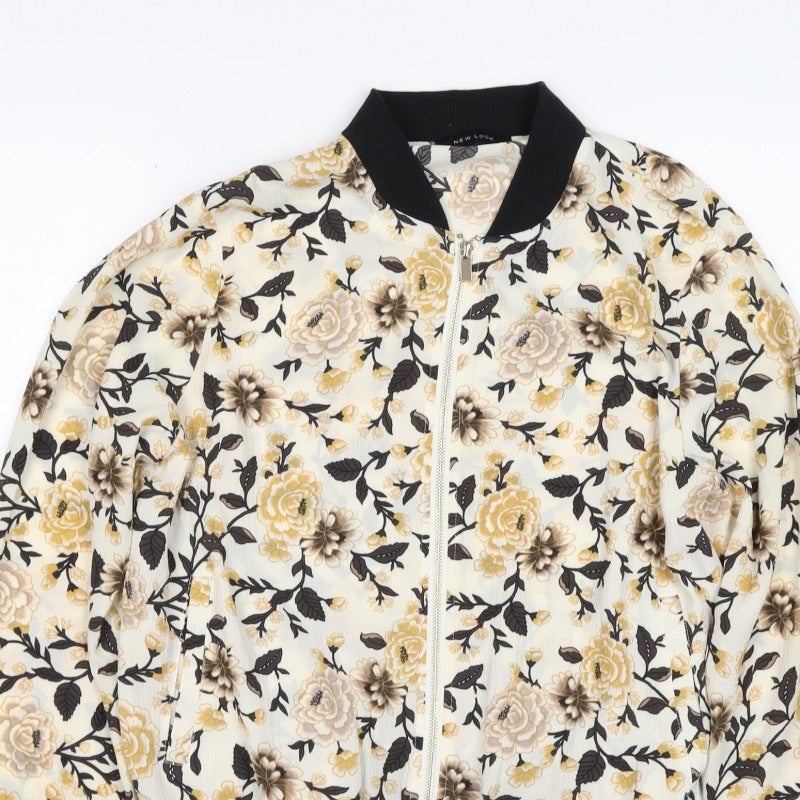 New Look Women’s UK 12 Multicoloured Floral Bomber Jacket Zip