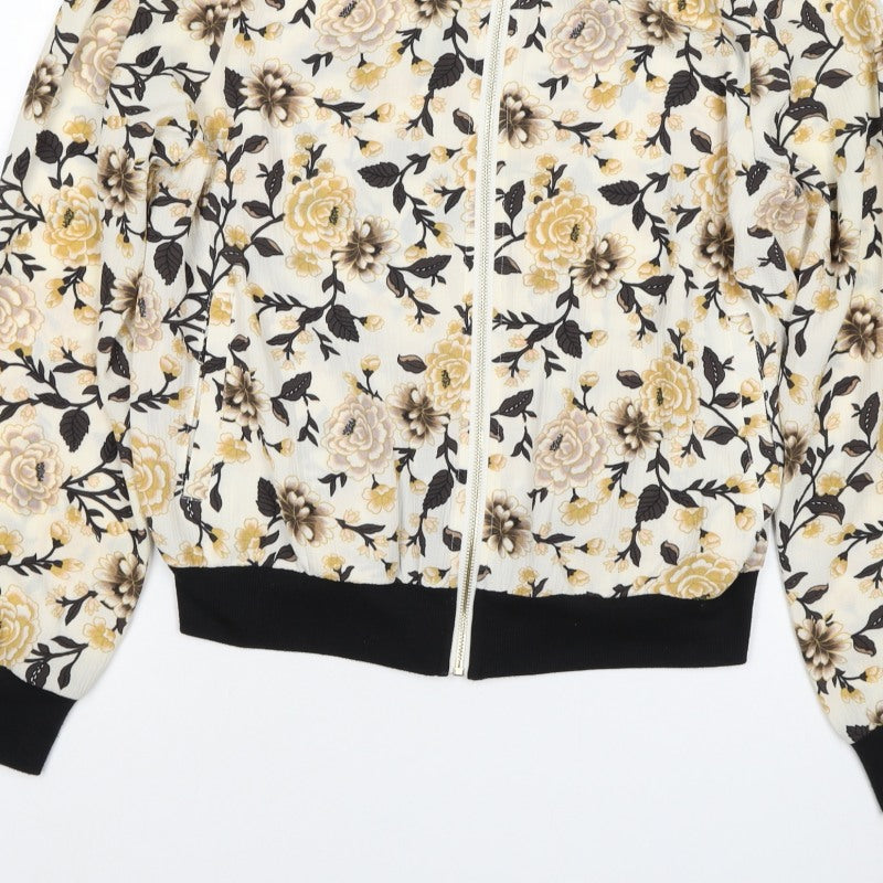 New Look Women’s UK 12 Multicoloured Floral Bomber Jacket Zip