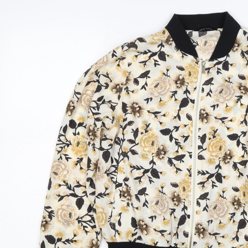 New Look Women’s UK 12 Multicoloured Floral Bomber Jacket Zip