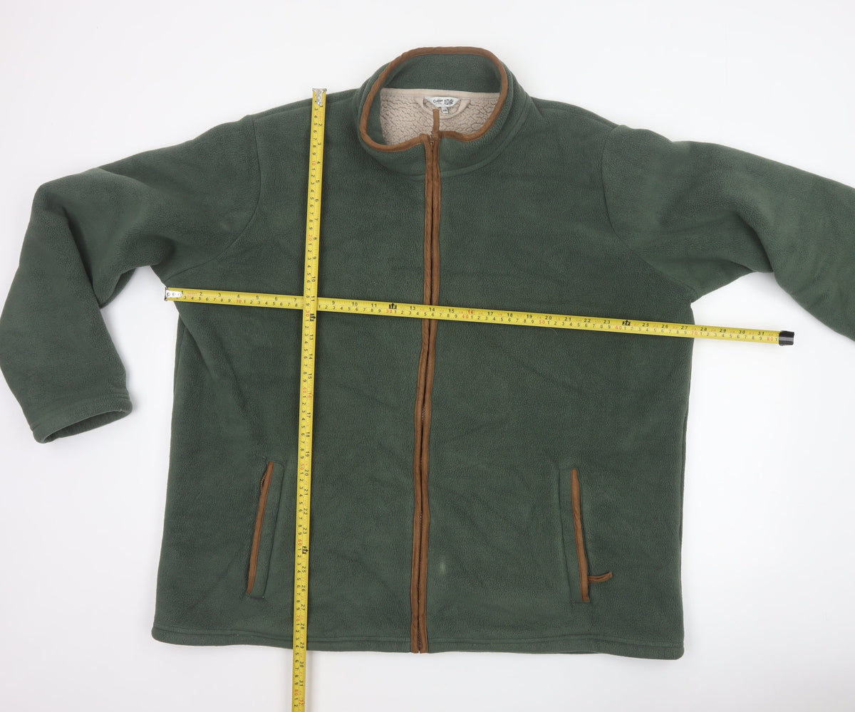 Cotton Traders Men's Green 2XL Fleece Full Zip Jacket Pockets