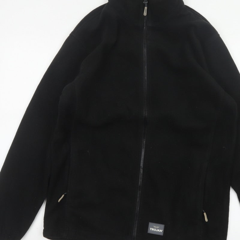 Trojan Mens Black M Full Zip Fleece Jacket Stand-Up Collar