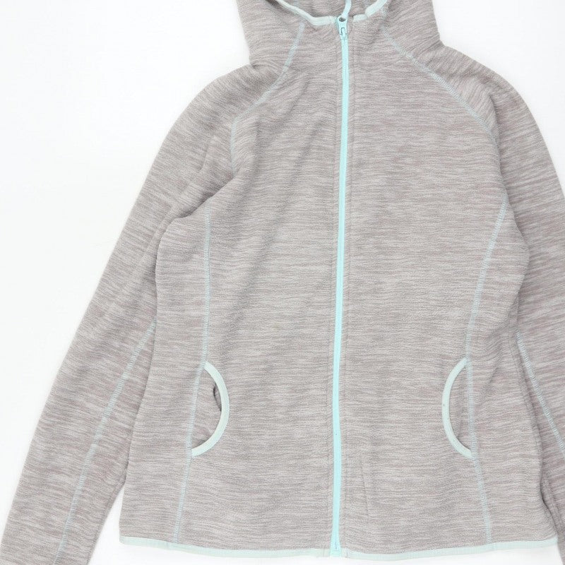 Mountain Warehouse Women Grey Full Zip Hooded Fleece UK 14