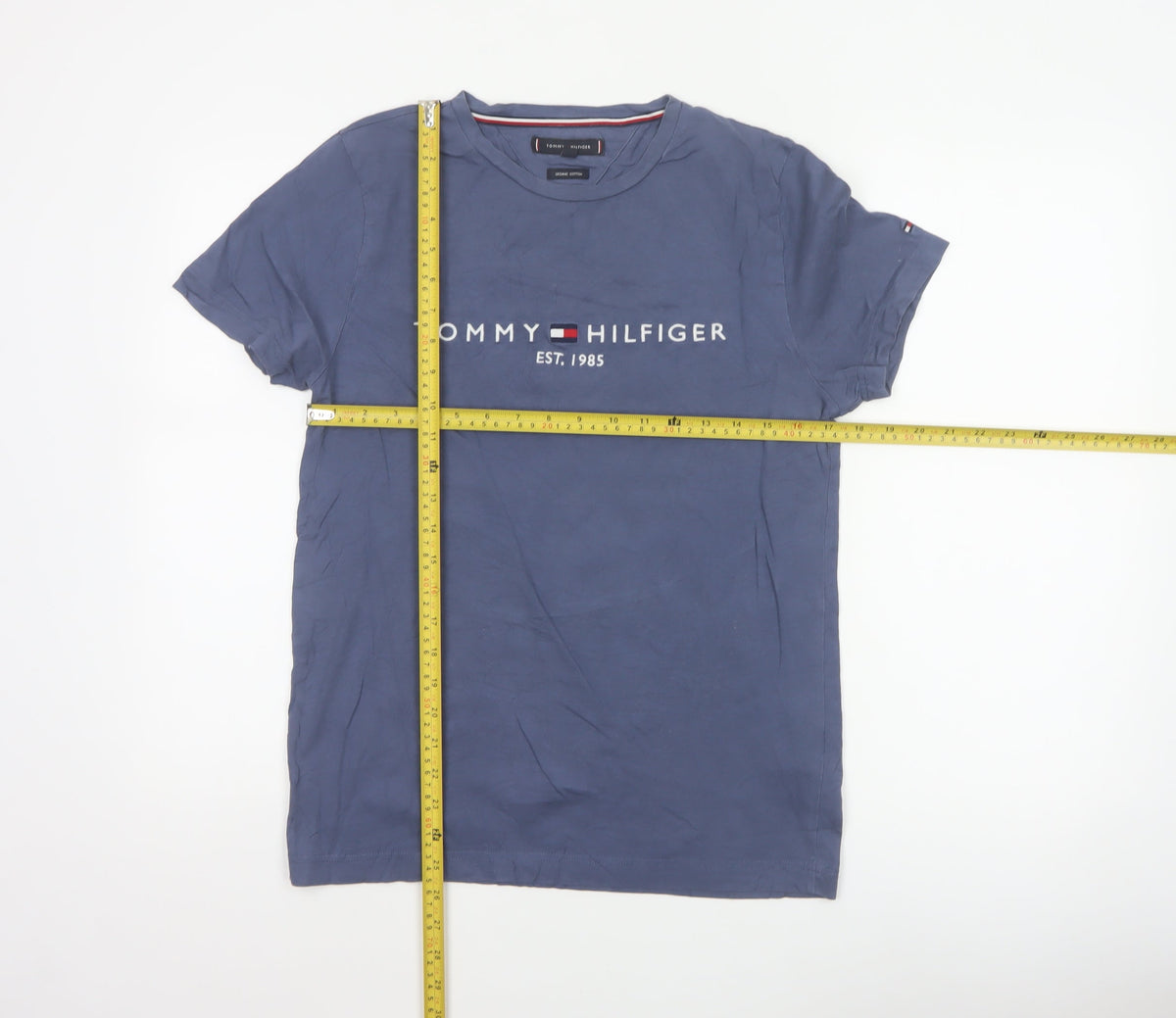 Tommy Hilfiger Mens Blue Small Logo Graphic Crew Neck T-Shirt