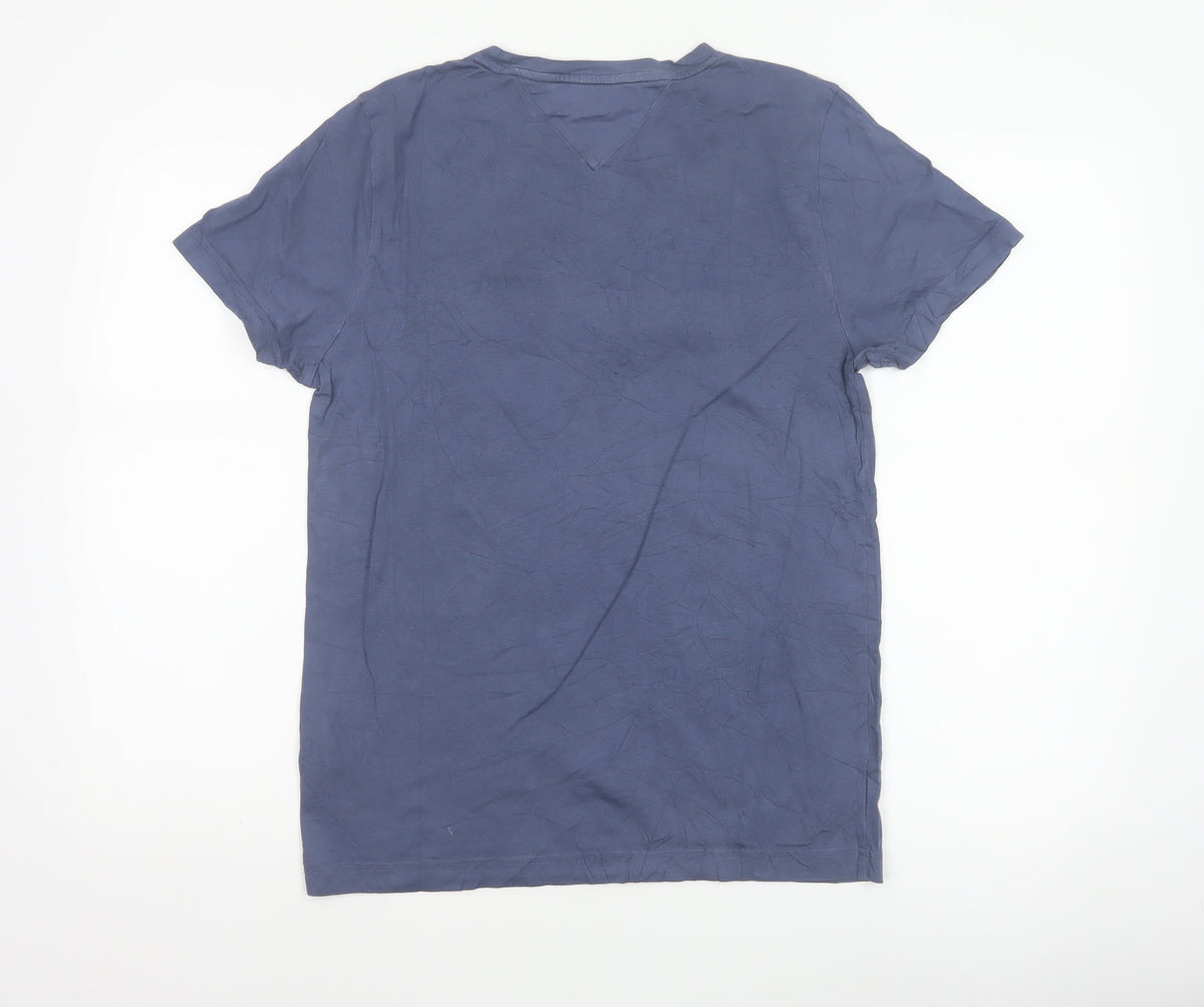 Tommy Hilfiger Mens Blue Small Logo Graphic Crew Neck T-Shirt