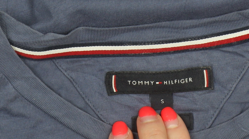 Tommy Hilfiger Mens Blue Small Logo Graphic Crew Neck T-Shirt