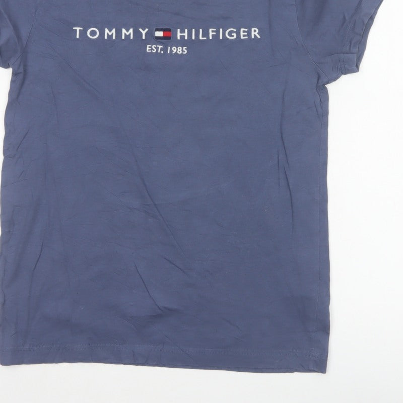 Tommy Hilfiger Mens Blue Small Logo Graphic Crew Neck T-Shirt