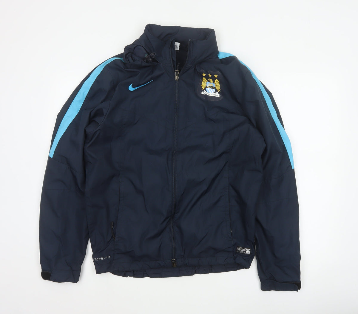 Nike Men’s Blue S Manchester City Storm-FIT Hooded Windbreaker Jacket