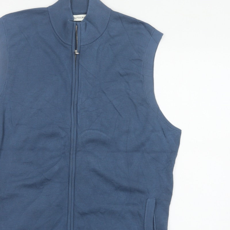 M&S Autograph Men Blue XL Cotton Modal Full Zip Knit Vest