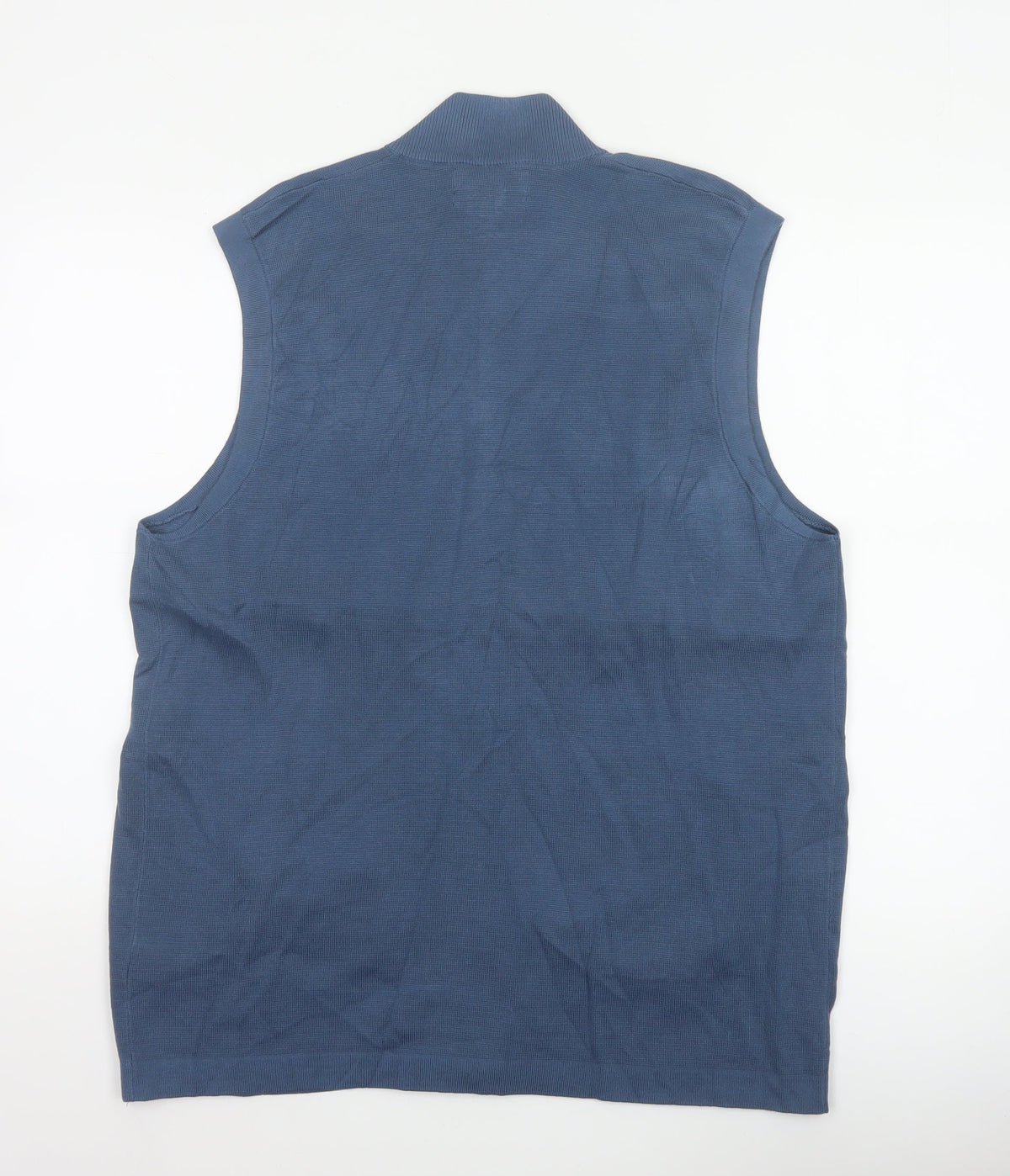 M&S Autograph Men Blue XL Cotton Modal Full Zip Knit Vest