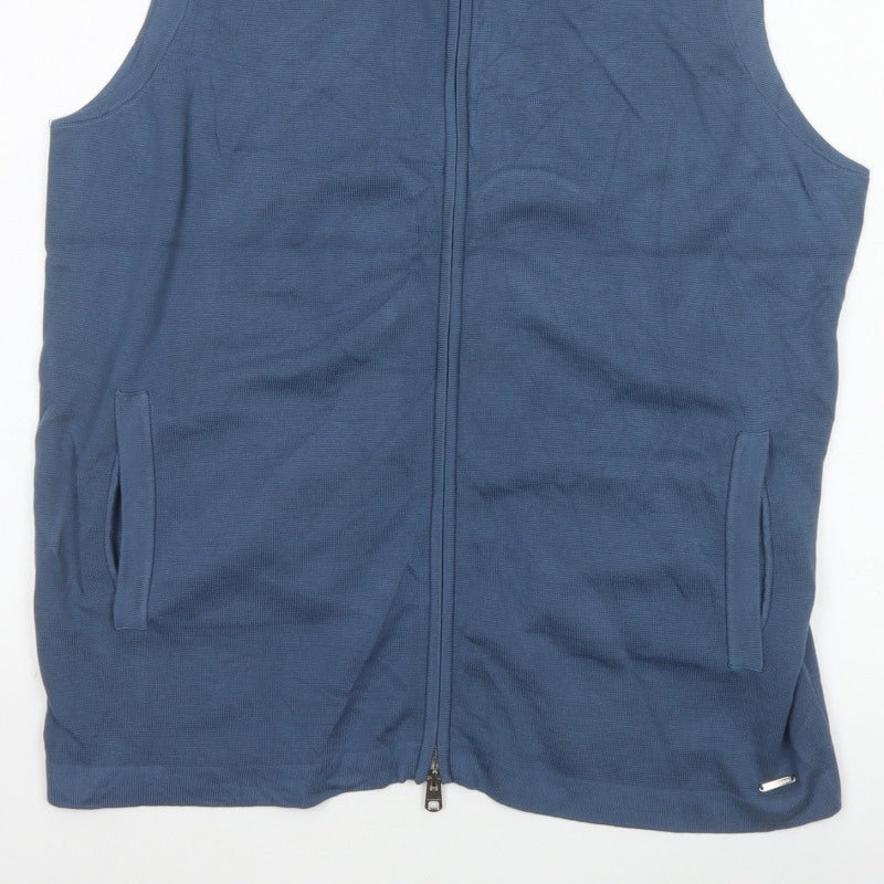 M&S Autograph Men Blue XL Cotton Modal Full Zip Knit Vest