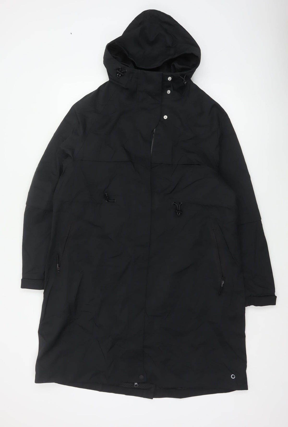 M&S Goodmove Women Black UK 12 Long Hooded Parka Coat