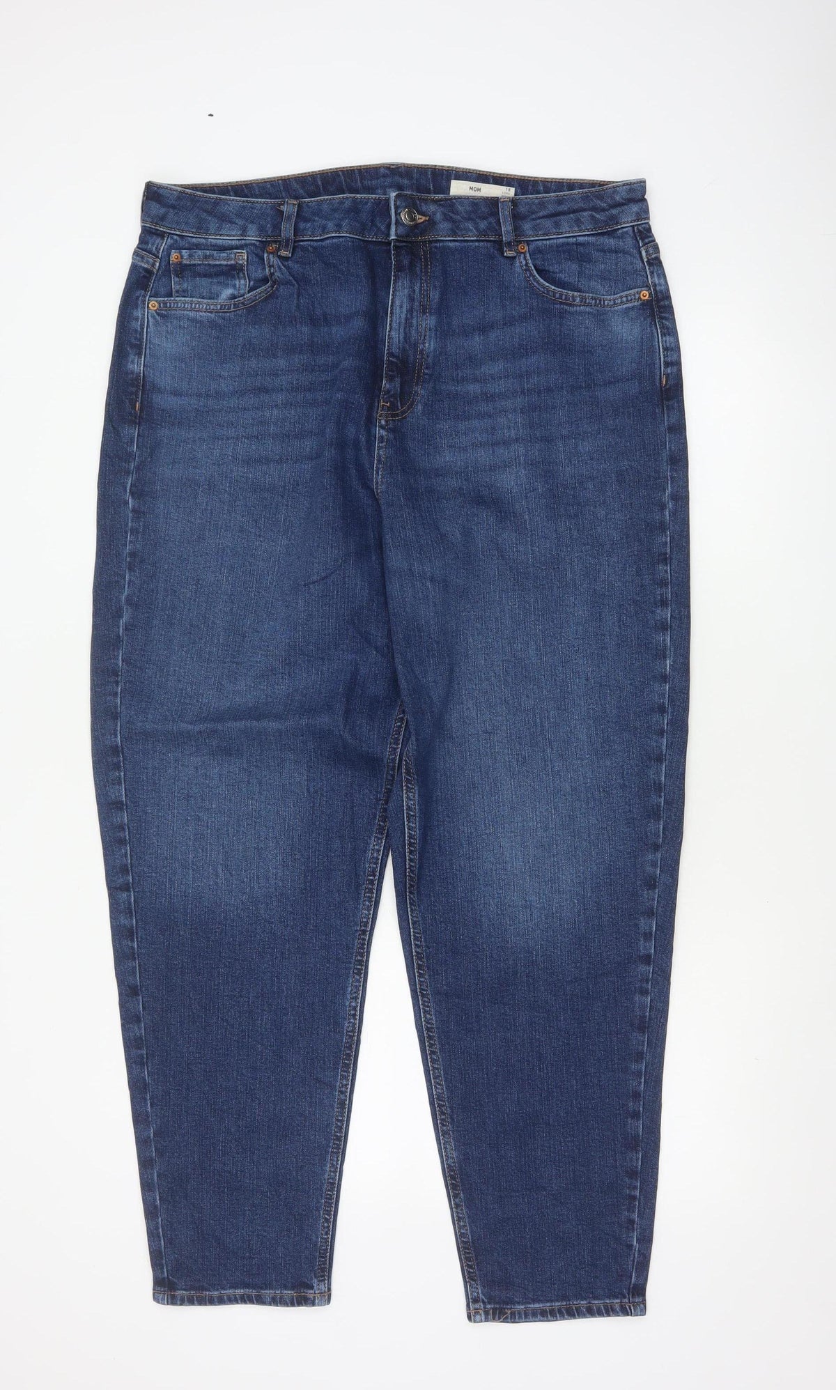 Marks & Spencer Women’s Blue Size 18 Long Mom High Rise Jeans