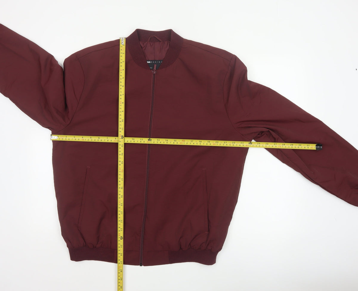 ASOS Design Men’s Burgundy XL Bomber Jacket Full Zip Lined