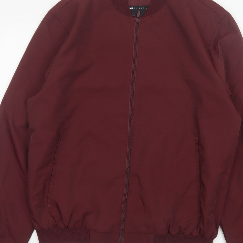 ASOS Design Men’s Burgundy XL Bomber Jacket Full Zip Lined