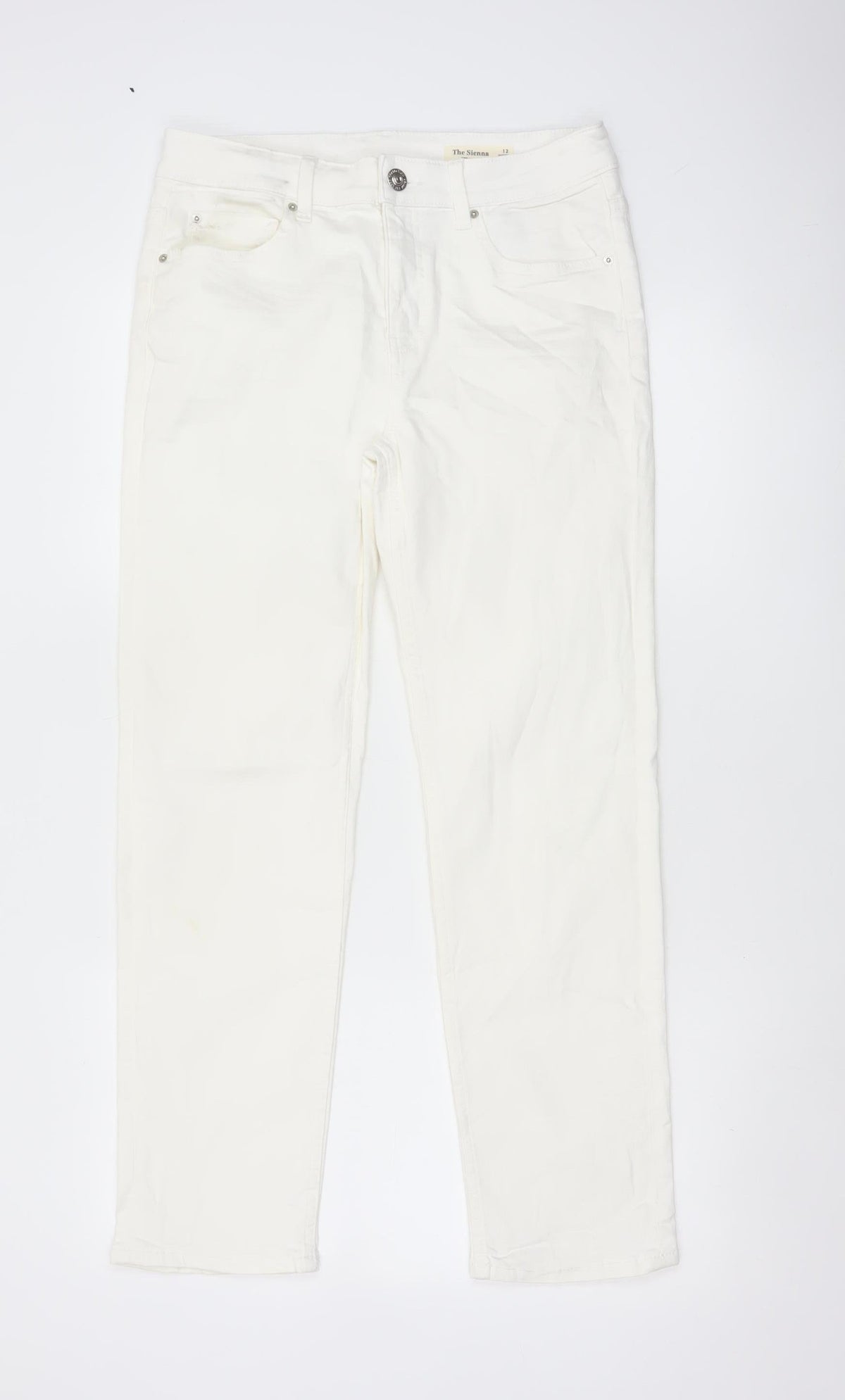 Marks & Spencer Women's White Sienna Straight Jeans UK 12 Short