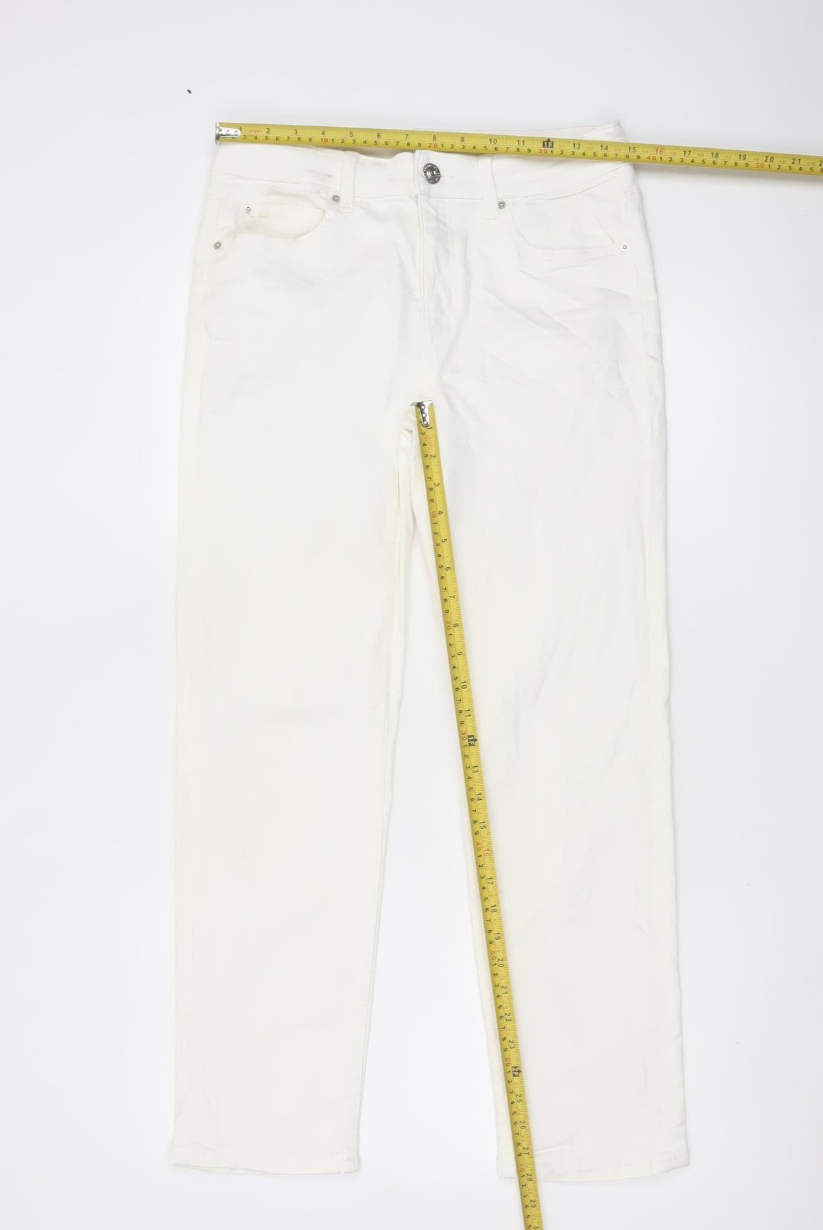 Marks & Spencer Women's White Sienna Straight Jeans UK 12 Short