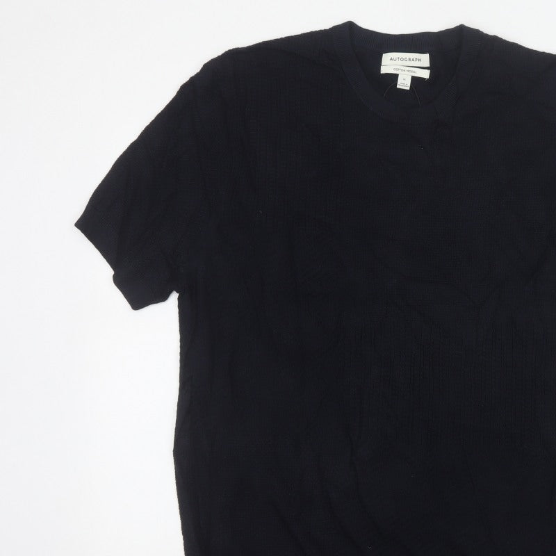 Autograph Men's Black XL Cotton Modal Knit T-Shirt Crew Neck
