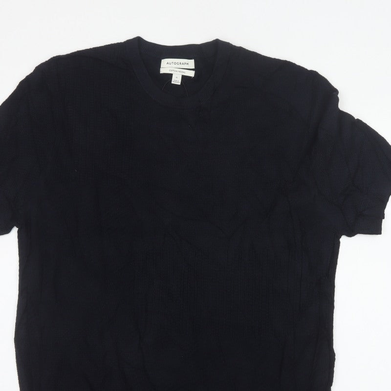 Autograph Men's Black XL Cotton Modal Knit T-Shirt Crew Neck