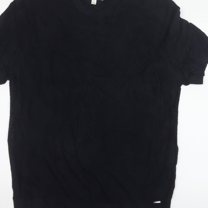Autograph Men's Black XL Cotton Modal Knit T-Shirt Crew Neck