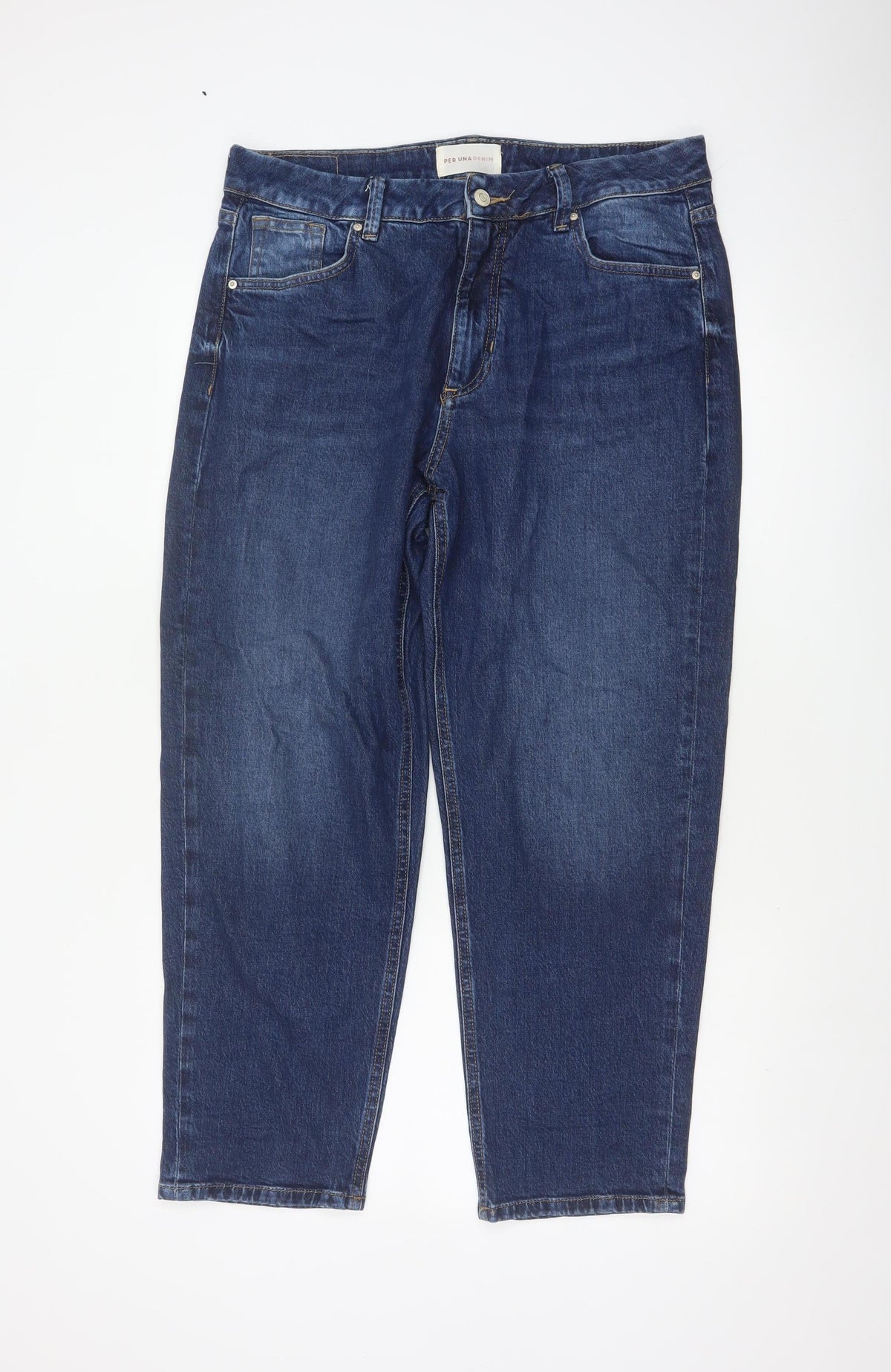 Marks & Spencer Per Una Women Blue UK 14 Short Tapered High Rise Jeans