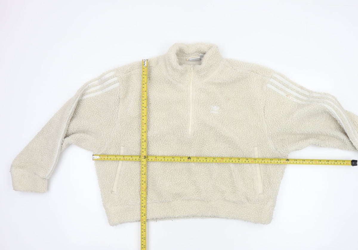 adidas Women Ivory UK 8 Sherpa Fleece 1/4 Zip Sweatshirt