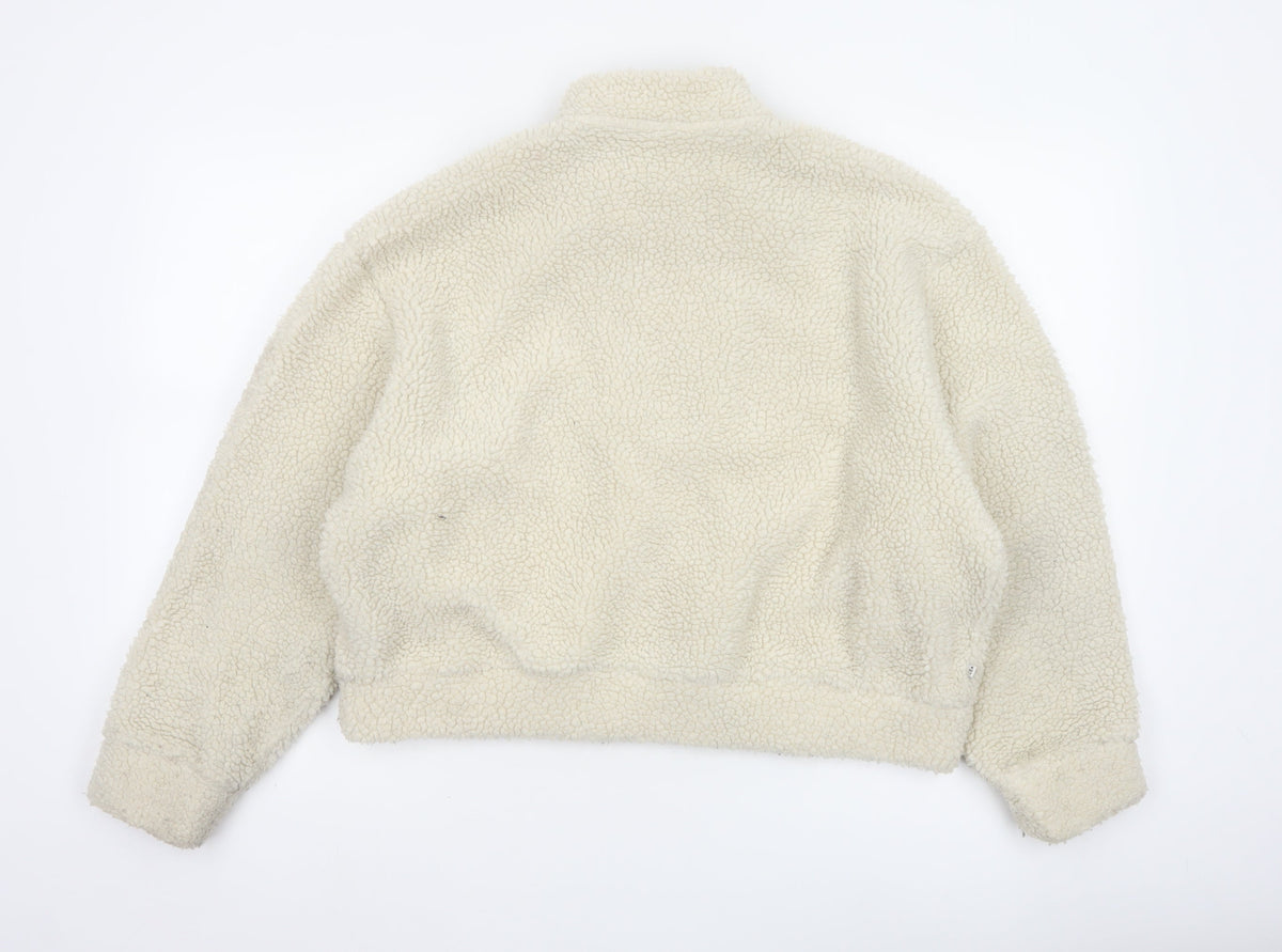 adidas Women Ivory UK 8 Sherpa Fleece 1/4 Zip Sweatshirt