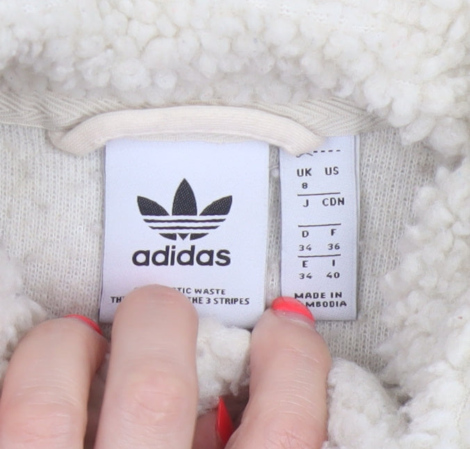 adidas Women Ivory UK 8 Sherpa Fleece 1/4 Zip Sweatshirt