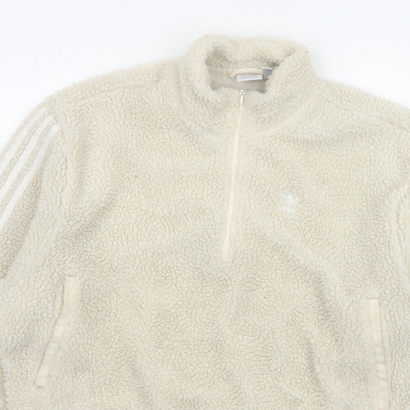 adidas Women Ivory UK 8 Sherpa Fleece 1/4 Zip Sweatshirt